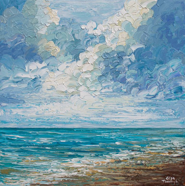 Heavy Impasto Painting Seascape Wall Art Coastal Palette Knife Painting  Thick Acrylic Painting Thick Paint Acrylic Ocean Art 