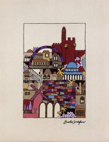 Original Folk Architecture Collage by Bracha Sorotzkin