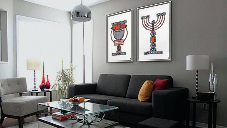 Original Illustration Home Collage by Bracha Sorotzkin