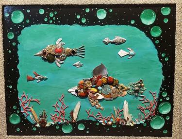 Original Fish Collage by Keely Jane