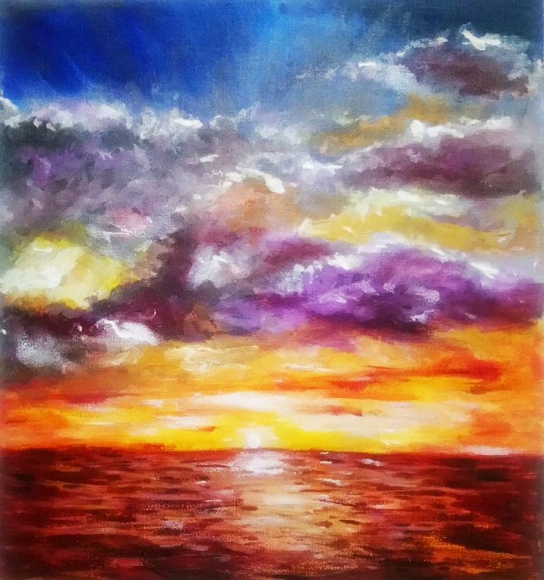 Sunset sky Painting by Sunil Kumar  Saatchi Art
