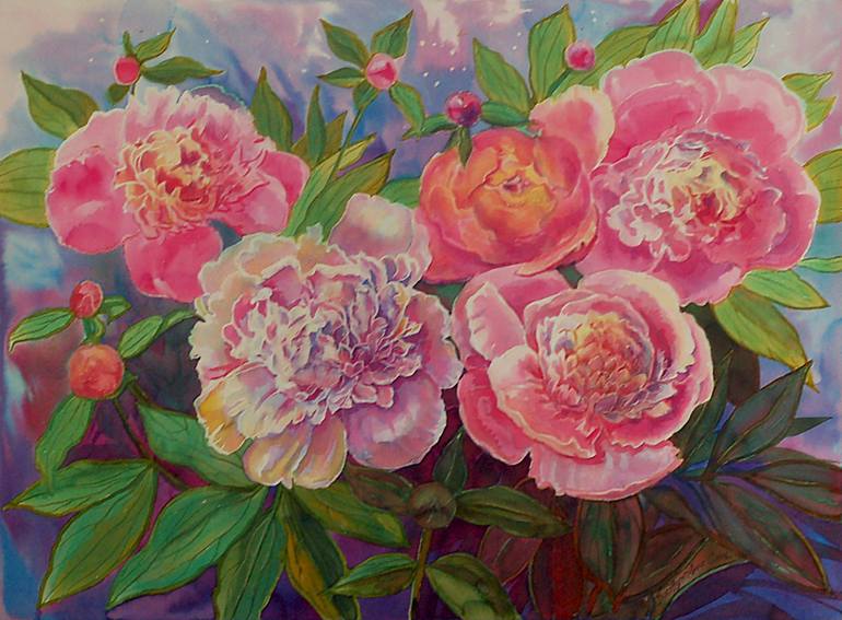 Pink peonies Painting by Svitlana Kostukevych | Saatchi Art