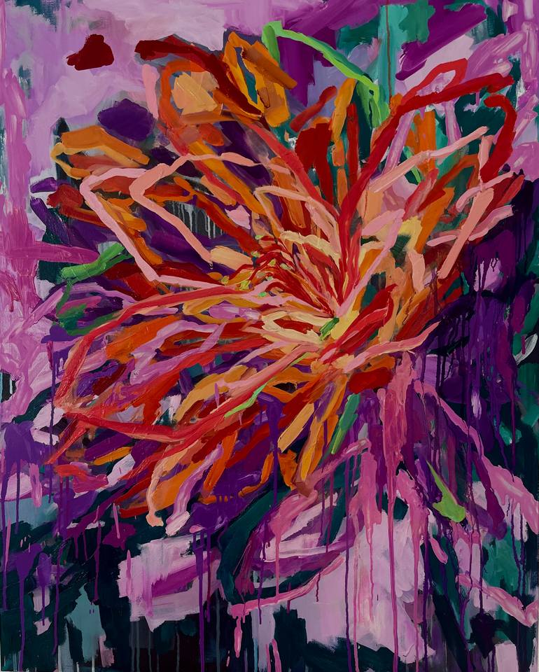 Original Abstract Floral Painting by Julia Borg