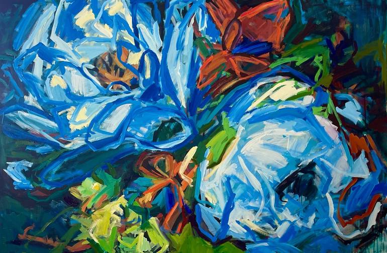 Original Expressionism Floral Painting by Julia Borg