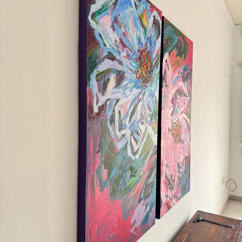 Original Abstract Expressionism Floral Mixed Media by Julia Borg