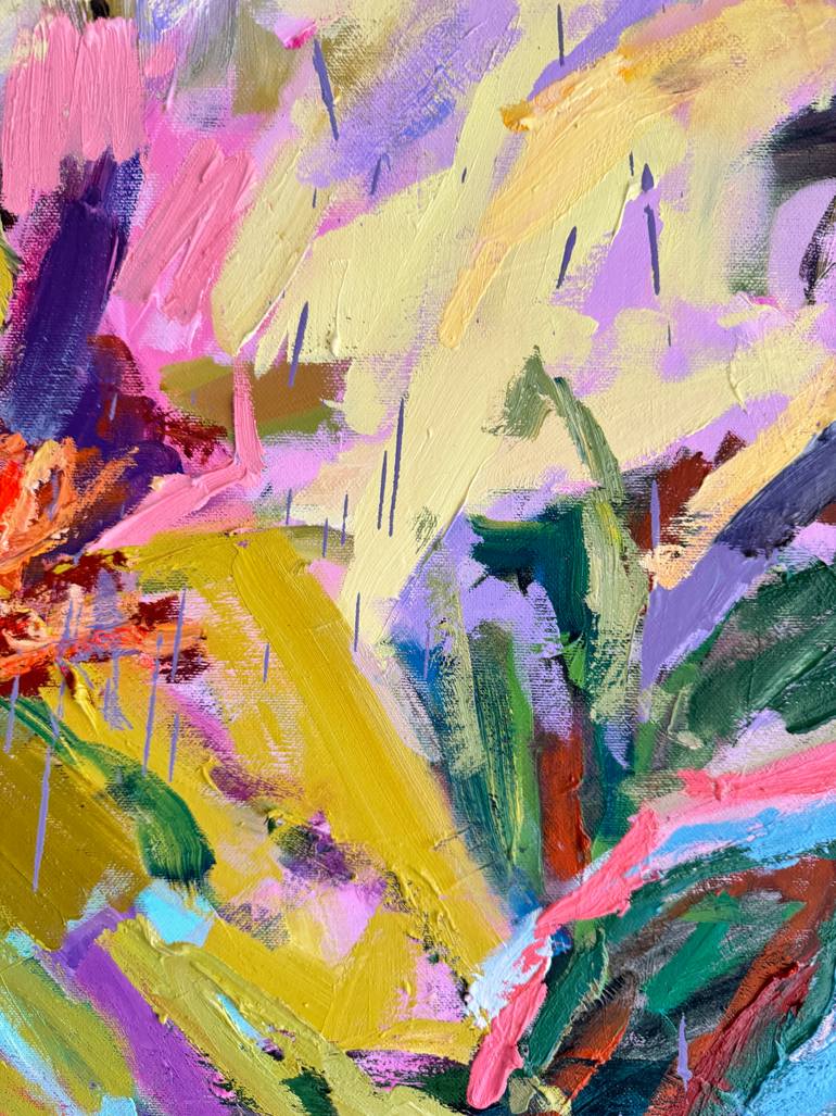Original Abstract Expressionism Floral Mixed Media by Julia Borg