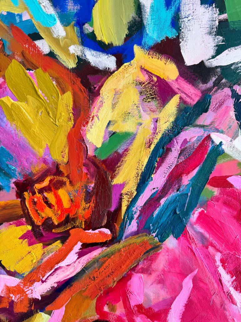 Original Abstract Expressionism Floral Mixed Media by Julia Borg