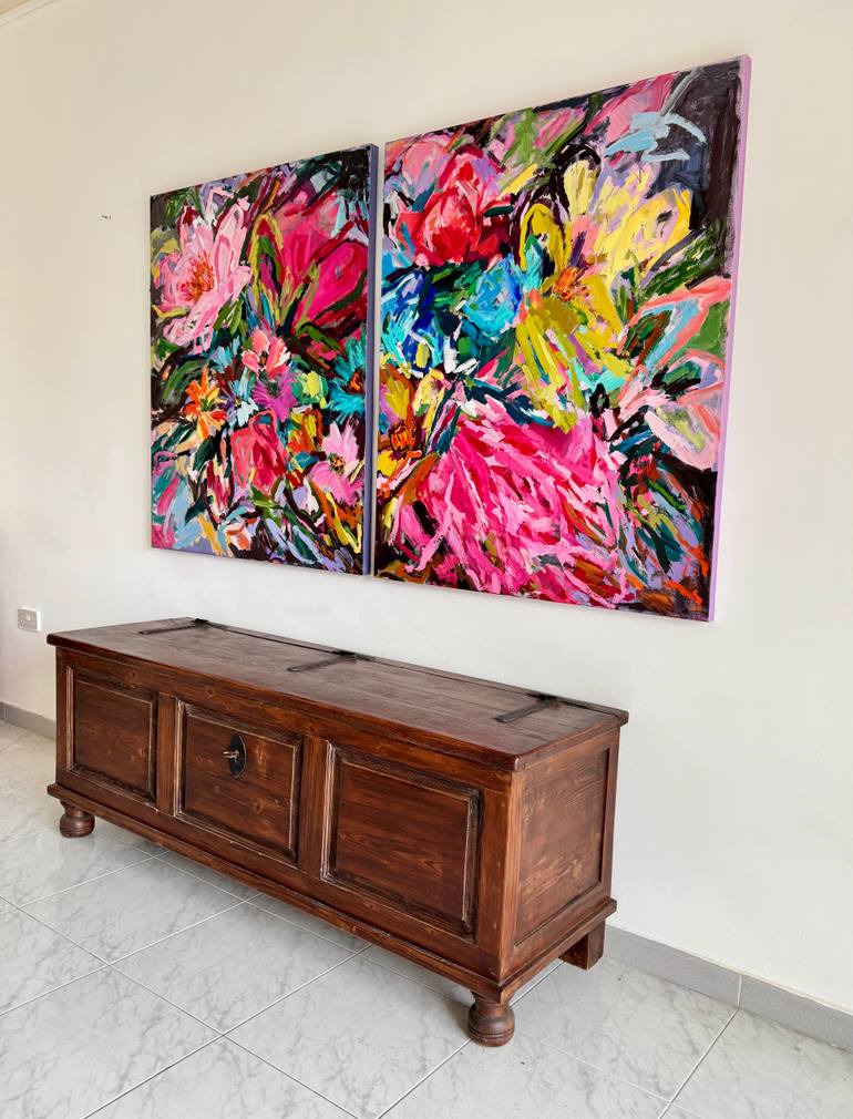 Original Abstract Expressionism Floral Mixed Media by Julia Borg