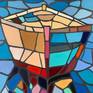 Abstract interior painting.
Mosaic oil painting-a fresh look at interior painting. Inspired by the multicolored reflections from the boats in the fishing village.
80x100cm