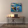 Abstract interior painting.
Mosaic oil painting-a fresh look at interior painting. Inspired by the multicolored reflections from the boats in the fishing village.
80x100cm
