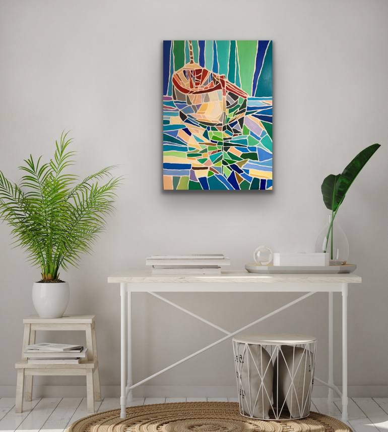 Original Abstract Boat Painting by Julia Borg