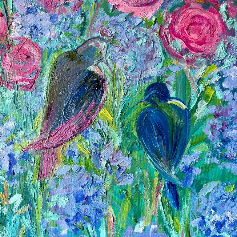 Original Abstract Expressionism Garden Painting by Julia Borg