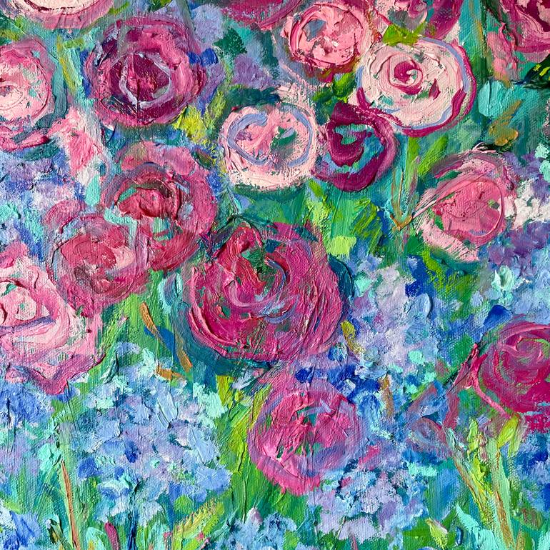 Original Abstract Expressionism Garden Painting by Julia Borg