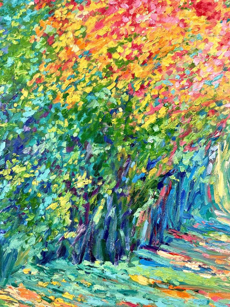 Original Abstract Expressionism Garden Painting by Julia Borg