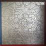 Freehanded pattern made with different shapes, objects. Silver leaf, mirror on canvas
