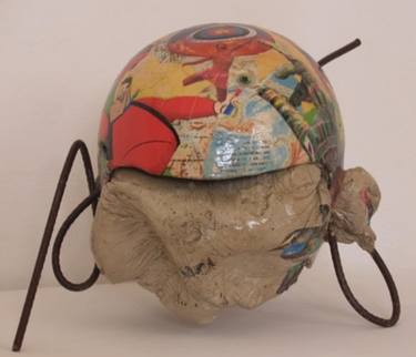 Collage & concret helmet sculpture thumb