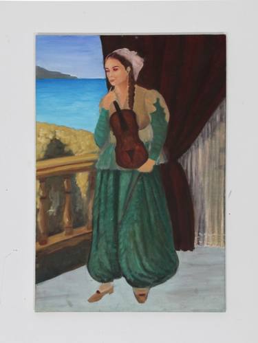 Woman with a violin thumb