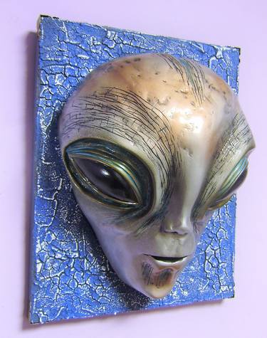 Alien decor art, Alien head sculpture, Alien sci fi figurine art thumb