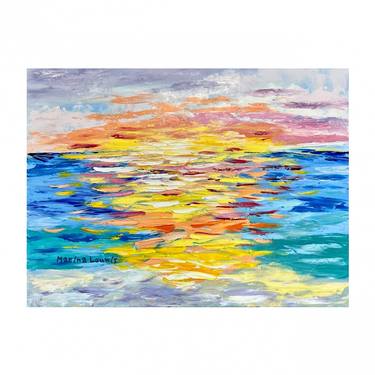 Abstract Ocean Sunset Turquoise water Canvas print Marina Lounis thumb