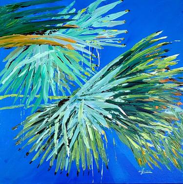 Palm Tree Blue Sky Florida acrylic painting by M Lounis thumb
