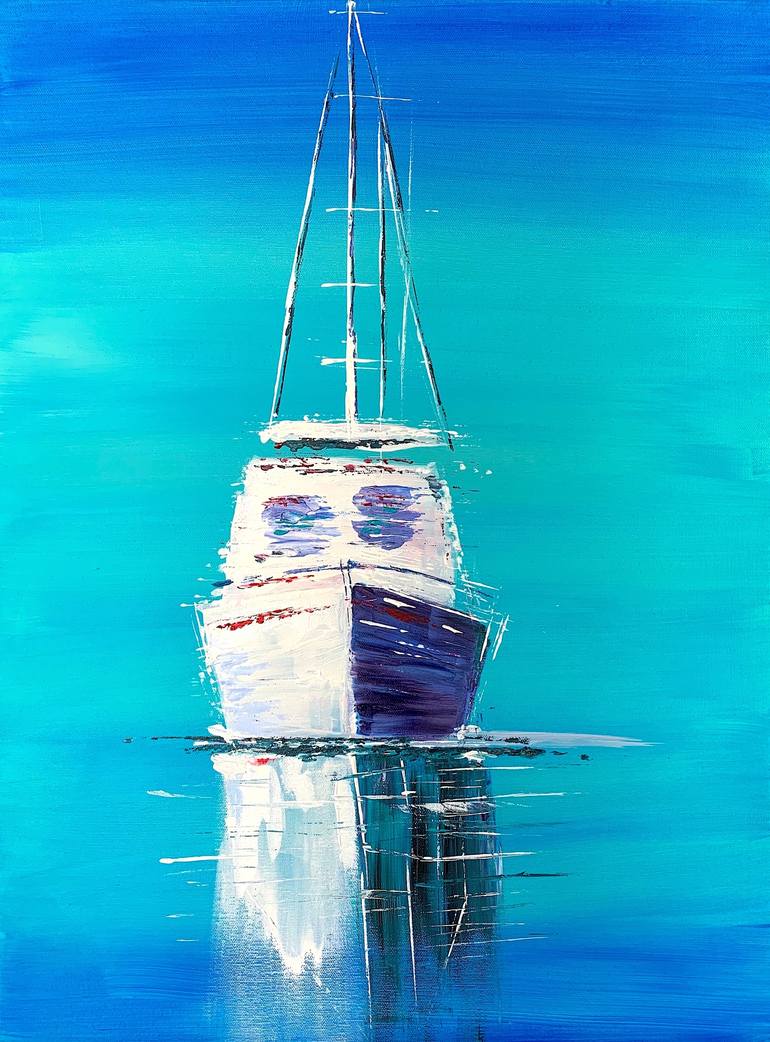 Florida boat Painting by M Lounis