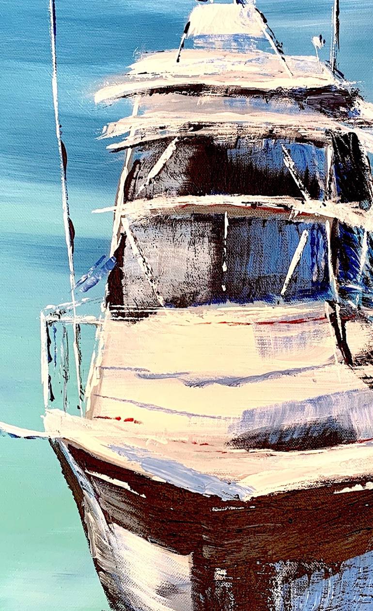 Original Abstract Expressionism Boat Painting by M Lounis