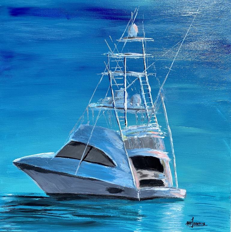 Florida boat Painting by M Lounis