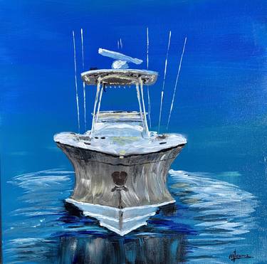 Original Abstract Expressionism Boat Paintings by M Lounis
