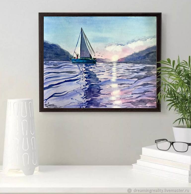 Original Modernism Boat Painting by M Lounis