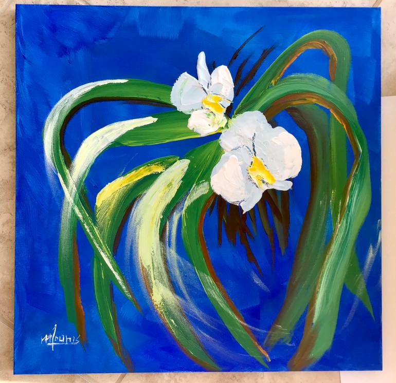 Original Modernism Floral Painting by M Lounis