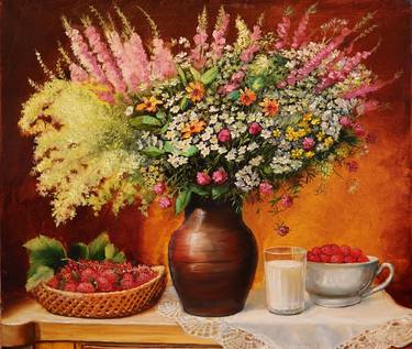 Original Floral Painting by Evgeniy Terentev