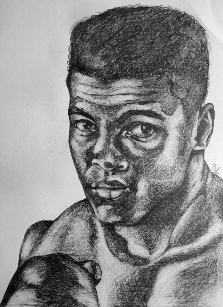 Portrait of Muhammad Ali Drawing by Bilibok Arnold Loránd | Saatchi Art