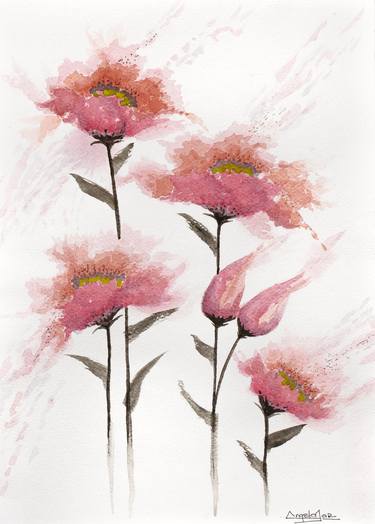 Original Surrealism Floral Painting by Angela Jaramillo