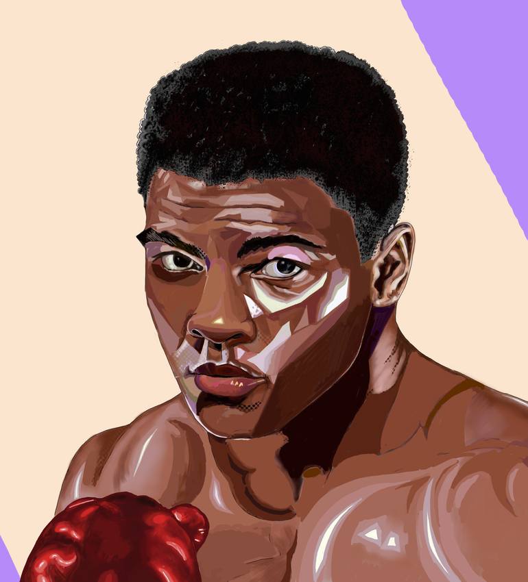 Original Famous Digital by Bakhtiyor Kakharov  Color Field Painting Art on Other  Mohammad Ali