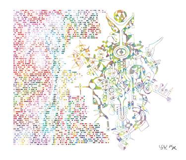 Original Abstract Technology Mixed Media by Kaleido Scope