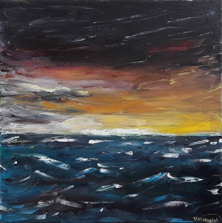 dark sunset painting