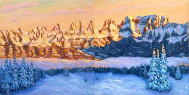 Saatchi Art Artist Victoria Rechsteiner; Paintings, “Winter Yin Yang in Swiss Alps Diptych” #art