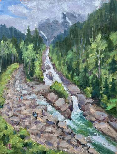 Spring in the Swiss Alps (Simmenfalls) pleinair painting thumb