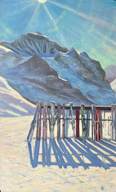 Winter is coming, Ski lovers. Oil on canvas thumb
