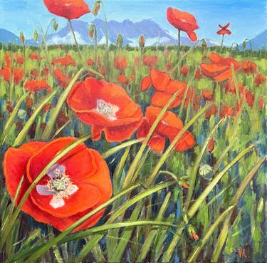 Swiss poppies. Oil painting thumb