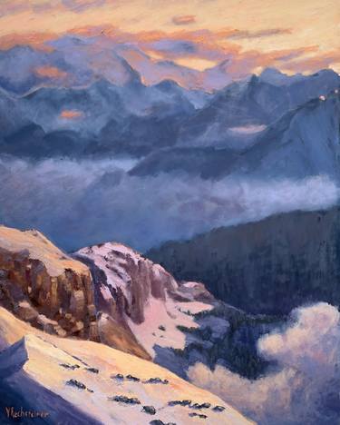 Swiss Alps Original Oil on Canvas Abstract thumb