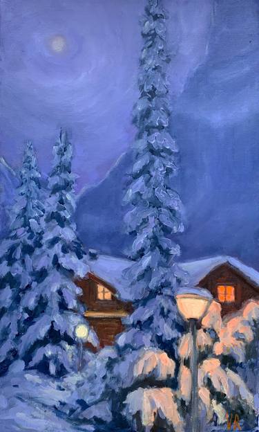 Winter in Alps oil on canvas thumb