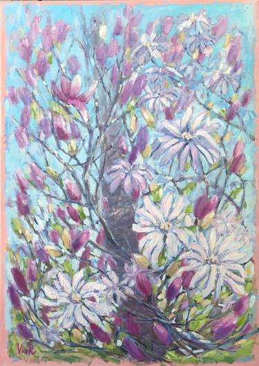 Blooming magnolia dance oil on canvas thumb