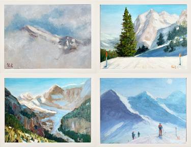 Winter holidays in Alps pleinair paintings thumb