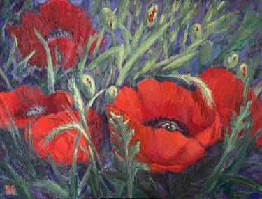 Red fauvism poppies oil on canvas thumb