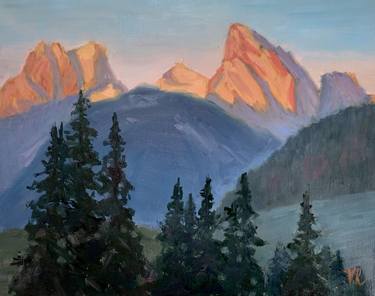 Dawn in Swiss Alps oil painting thumb