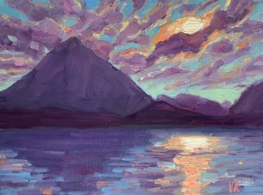 Abstract Sunset at the Lake of Thun oil painting thumb