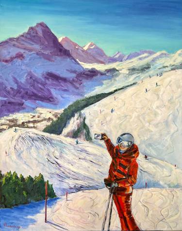 Sunny day in Alps oil on canvas thumb