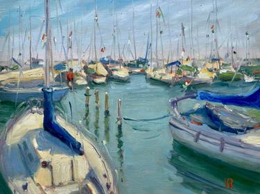 Original Impressionism Boat Paintings by Victoria Rechsteiner