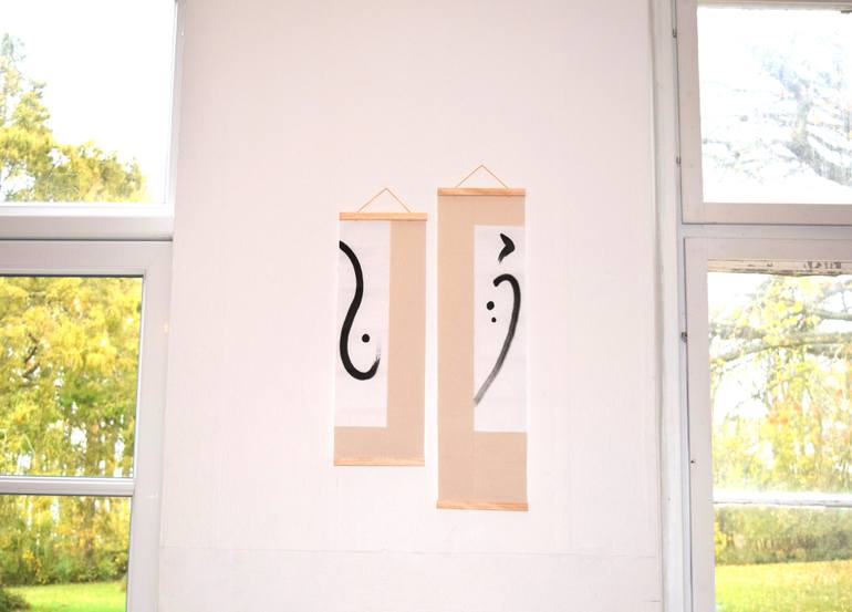 Original Abstract Calligraphy Painting by Sumi Works By Chiaki